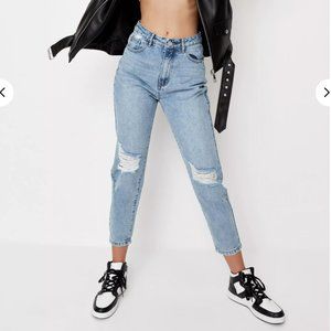 Missguided high-waisted distressed knee mom jeans